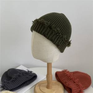 Bonnet d'hiver court avec crâne à revers Bonnet personnalisé OEM Cross Fisherman Distressed 100% Wool réglable pour adultes unisexes - Product Image 6