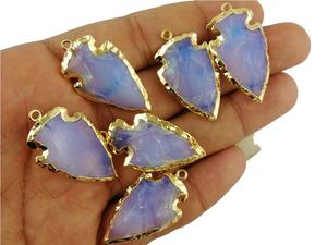 Colgante de Piedra Preciosa con Punta de Flecha para Niños, Chapado en Oro Opalite, Aproximadamente 1.5 Pulgadas, para Boda - Product Image 2