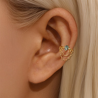 Piercings en argent massif avec agate mousse poire marquise, chaîne pendante, pour cartilage, conque, narine, et boucles d'oreilles clous haut de gamme