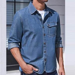 กางเกงยีนส์เนื้อนุ่มสำหรับผู้ชาย, เสื้อใส่สบายเหมาะสำหรับใส่ในชีวิตประจำวันเสื้อยีนส์ทรงพอดีตัวแบบคลาสสิกสำหรับแฟชั่นแบบลำลองและผ่อนคลาย - Product Image 5