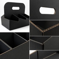 Porte-gobelets en papier ondulé écologique et recyclable Beadia, design pliable avec poignée, pour les cafés et les restaurants, capacité de 6 gobelets