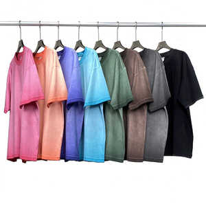 Usine En Gros Hommes Coton Lourd À Manches Courtes T-Shirt Surdimensionné Jersey Lavé Respirant O-Neck Logo Design Streetwear - Product Image 4