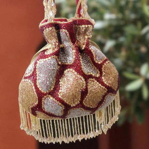 Bolso de Mano de Ante Bordado con Perlas y Cuentas, Estilo Vintage, para Mujer, Bolso de Hombro para Fiestas, de la India - Product Image 1