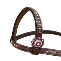 Western Horse Headstall & Gladiator kerah payudara kulit merah muda dihiasi merah putih oranye kristal penunggang kuda produsen OEM