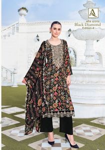 Indian & Pakistani Pure <b>Black</b> Reyon Solid With Foil Fancy Latest Discharge Print Daman Embroidery <b>Lace</b> Bottom Premium Clothing - Product Image 6