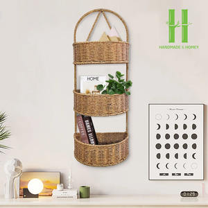 BEST SELLER High Quality Woven Bathroom Kitchen <b>Wall</b> Hanging <b>Baskets</b> Hanging Shelf for Home Decor Made In Vietnam - Product Image 2