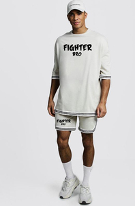Ensemble t-shirt et short d'été en coton à manches courtes pour hommes Streetwear surdimensionné respirant pour hommes - Product Image 2