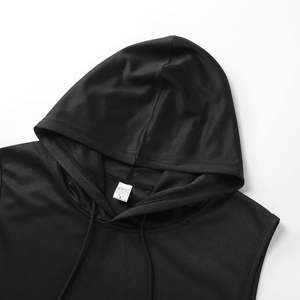 Mens fitted sleeveless gym hoodie workout fitness wear for bodybuilding training active - Product Image 4