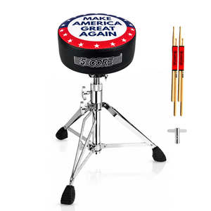 23 Adjustable 5-Core Drum Throne 4 <b>Padded</b> Iron Drummer <b>Stool</b> Seat 'Make America Great Again' Insignia for Musical Instruments - Product Image 1