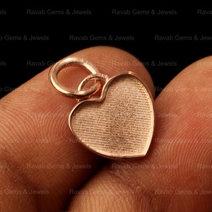 เครื่องประดับที่เป็นของที่ระลึกจี้925ชุบสีโรสโกลด์12มม. รูปหัวใจจี้กึ่งเปล่าสำหรับการตั้งค่าและส่วนประกอบ - Product Image 2