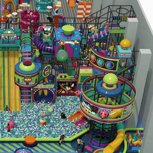 Équipement de terrain de jeu intérieur coloré sur le thème de la science-fiction pour enfants, grand centre de jeux souple avec toboggans, escalade et piscine à balles - Product Image 2