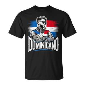 T-shirt homme style tatouage dominicain, col rond, manches courtes, impression numérique, promotionnel pour adulte - Product Image 1