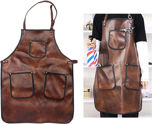 Tablier de barbier en cuir de haute qualité avec service OEM, bretelles croisées, trois poches avant, poignée confortable, couleur et logo personnalisés - Product Image 5