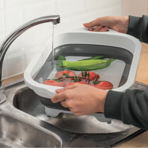 Tabla de Cortar Rectangular Plegable de Diseño Moderno con Escurridor, Base Antideslizante para Cocina, para Cortar y Escurrir Alimentos - Product Image 6