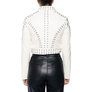 Chaqueta Corta de Cuero para Mujer, Precio al por Mayor, MOQ Bajo, Fabricada en Fábrica, Ropa Moderna, Tejido Lavable - Product Image 2