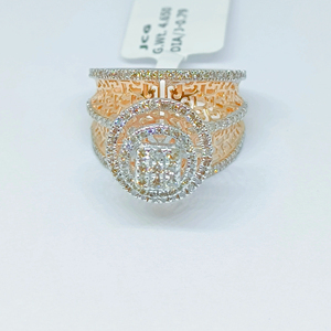 Bague de cocktail élégante pour femmes en or rose 14 carats, or massif vintage, élégante et tendance, diamant de laboratoire de 0,79 carat certifié IGI - Product Image 1