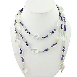 Women's Multi-Strand Amethyst & Quartz <b>Crystal</b> <b>Necklace</b> - Product Image 1