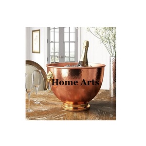 ถังน้ำแข็งทุบทำจากทองแดงพร้อมที่จับทองเหลืองถังทรงกลมสำหรับใส่น้ำแข็ง - Product Image 1