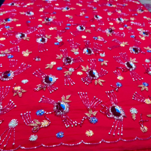 Tissu perlé 3D broderie perlée à la main filet de luxe pour vêtements antistatique fête Style cristal décoration plage - Product Image 1