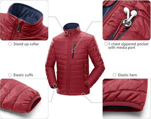 2025 <b>Men's</b> Casual Solid Pattern Puffer <b>Jacket</b> Lightweight <b>Packable</b> Winter Coat Zipper Closure Breathable <b>Waterproof</b> Cotton Front - Product Image 5