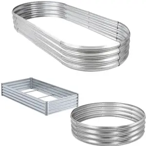 Cama de jardín elevada de metal para exteriores para verduras, flores, hierbas, maceta grande de acero alto, caja OEM ODM, diseño de decoración galvanizada