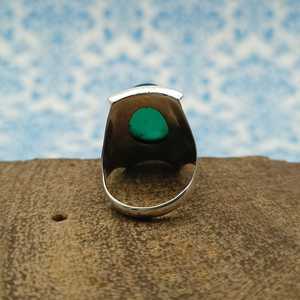 Bague à la mode en argent sterling 925 avec cabochon en onyx vert naturel cadeau de bijoux de promesse de mariage et de fiançailles à la mode - Product Image 3