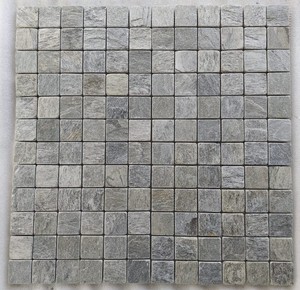 Mosaïque murale en quartzite argentée et brillante Carreaux d'ardoise naturelle de style classique moderne pour la salle de bain et le salon de l'hôtel Conception de la face fendue - Product Image 2