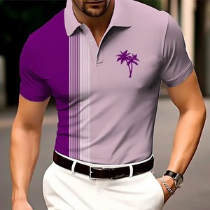 Mode hommes rayé tendance Polo T-Shirts été à manches courtes respirant 3d impression rue POLO t-shirt plage décontracté hauts - Product Image 6