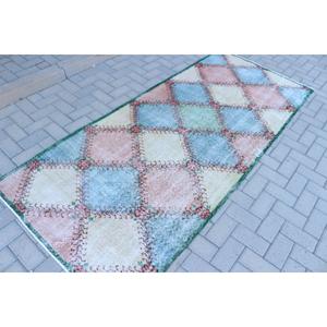 Tapis turc, tapis vintage 3,6x8,4 pieds, tapis en laine bleu ombré - Product Image 2