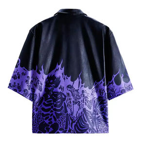 Chemises décontractées pour hommes en cuir PU de haute qualité, design personnalisé, écologiques, respirantes, anti-rides, à ressort, boutonnées, service OEM imprimé - Product Image 2