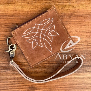 Monedero de cuero de gamuza auténtica, monedero Stich para botas, pequeño, recién llegado, gran oferta de moda, monedero Unisex - Product Image 1