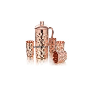 Pichet et tasse martelés brillants en cuivre Pichet et tasse de service au design merveilleux pour la maison Accessoires de vaisselle au prix de gros - Product Image 3