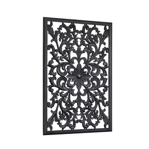 Médaillon en bois floral sculpté à la main noir Art mural en bois Art mural pour fournitures en vrac décoratives à la maison à un prix raisonnable - Product Image 2