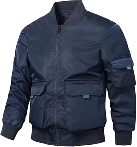 Vestes pour hommes de haute qualité, style décontracté chic, hiver, manches longues, col élastique, vestes bomber, fermeture éclair, couleur unie, tissu épais - Product Image 1