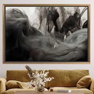 Modern Gray Smoke Canvas Print: Sleek Wall Decor for Contemporary Man Cave,GOLD <b>FRAMED</b> CANVAS - Product Image 1