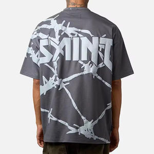 Puff impresión personalizada propio diseño pesado algodón 100% algodón suelto de gran tamaño buena calidad Impresión de transferencia de calor camiseta para hombre - Product Image 1