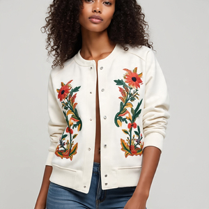 Vestes courtes universitaires pour femmes Bomber de broderie personnalisée Varsity Jacket femmes Crop Zipper Varsity femmes - Product Image 2