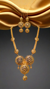 Boucles d'oreilles collier sur mesure OEM serties de boucles d'oreilles collier au design unique en plaqué or 22 carats pour femmes Parure bijoux - Product Image 3