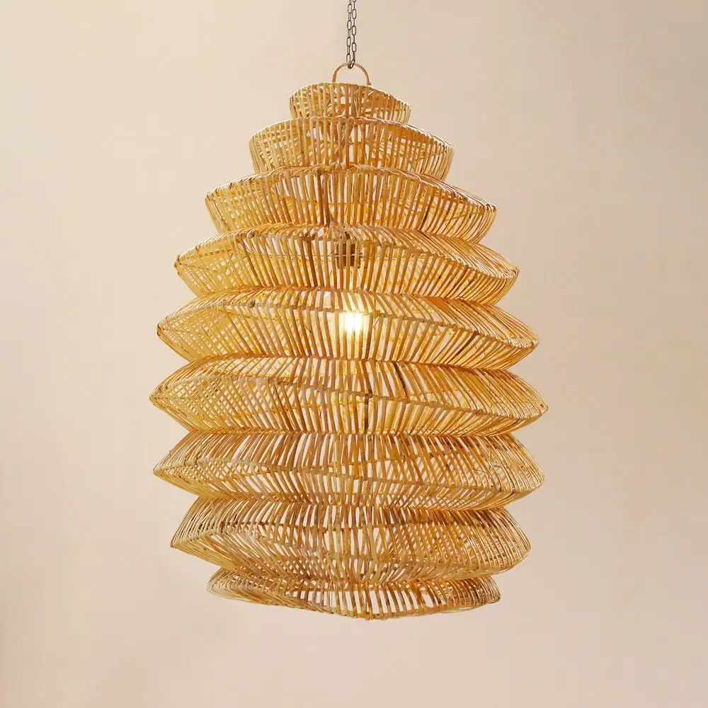 Natural Palm Leaf Lamp Personalized Hand Woven Pendant Light for Living Room Dining Room Bed Room 2024