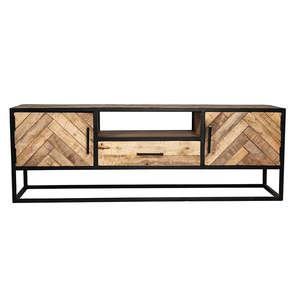 Contemporáneo Kjeld 145 cm Mangohouten TV Meubel Panel moderno Madera TV Gabinete Soporte para sala de estar Casa de campo Muebles para el hogar - Product Image 3