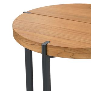 Table d'appoint en bois de teck massif avec pied en fer combiné et matériau de haute qualité pour une utilisation intérieure et extérieure - Product Image 5