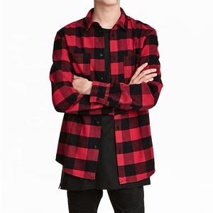 Camisa de franela de algodón para hombre, Camisa de franela a cuadros con cuello vuelto de manga larga de algodón 100% para niños adultos, logotipo personalizado para niños - Product Image 1