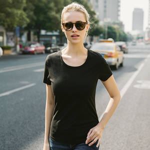 เสื้อยืดคอกลมแขนสั้นสำหรับผู้หญิง180gsm คอกลมผ้าคอตตอน100% ลำลองสำหรับผู้หญิงโลโก้แบบเรียบๆออกแบบได้ตามต้องการ - Product Image 5