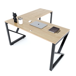Bureau en L minimaliste Kconcept HBKC038 140x140cm en contreplaqué avec pieds en fer pour mobilier de bureau - Product Image 2