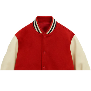 Factory Wholesale Custom Genuine Sheep Skin Varsity <b>Jacket</b> OEM Design Breathable Windproof High Quality Men Embroidery <b>Patch</b> - Product Image 2