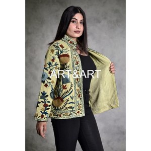 Veste d'hiver bohème pour femme en coton indien Suzani 2025, broderie à la main, respirante, matelassée, motif floral - Product Image 2