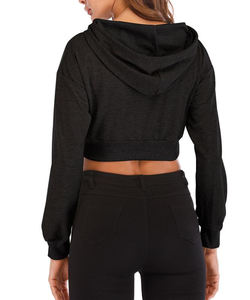 Sudadera Corta Informal de Otoño/Invierno para Mujer con Logotipo Personalizado, 100% Algodón, Secado Rápido y Transpirable, Servicio OEM - Product Image 3