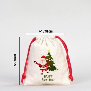 Personalized Red Cotton <b>Drawstring</b> Bag New Year Gift <b>Pouch</b> 4x5 Inches Screen Printed for Bracelets Watches Crafts Embroidered - Product Image 1