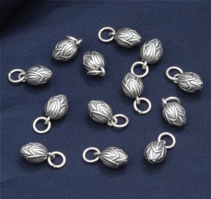 Pendientes y colgantes de plata de ley S925 auténticos, conjunto de flores de brote de mascota trum de moda, accesorios de plata para mujer, abalorio de cuentas - Product Image 3