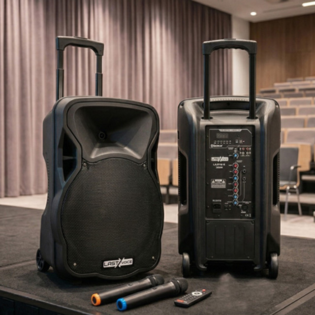 Lastvoice LS-P1915EE 15" 1200W Portable PA System Two-way Audio Crossover Built-in Microphone Wireless Microphones 5000-8000mAh